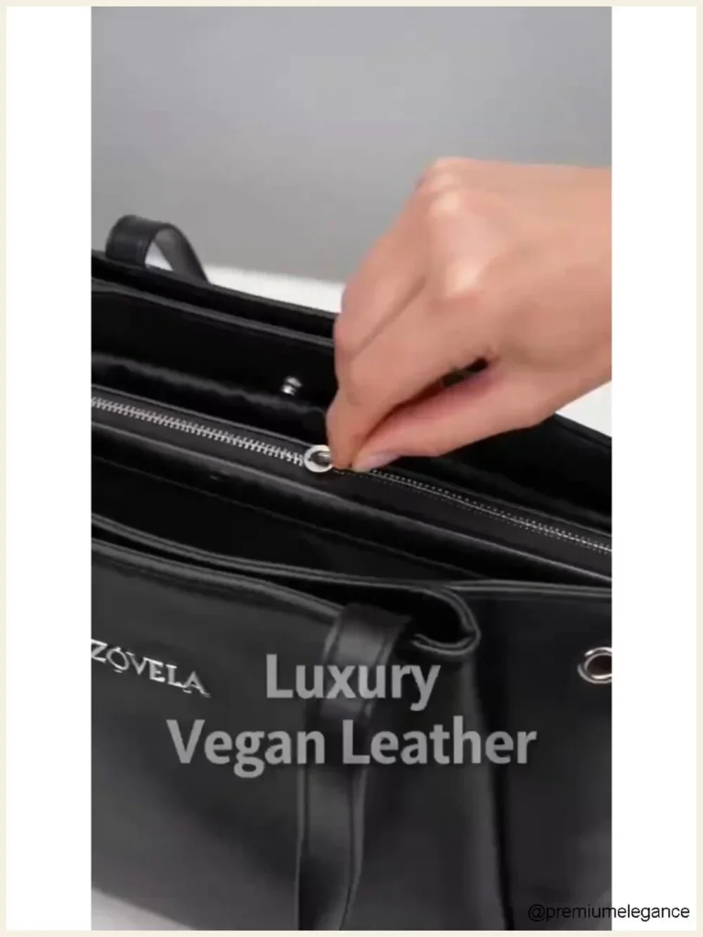 Large Structured Vegan Leather Work Tote Bag with Compartments for Women